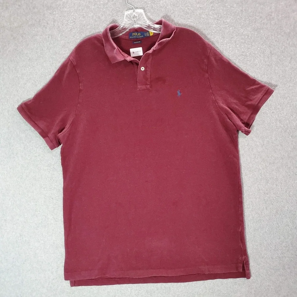 Ralph Lauren Men Polo Shirt XL Red Classic Fit Collar Logo Embroidered READ